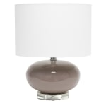 Lalia Home Ovaloid Glass Table Lamp, 15-1/4inH, White Shade/Gray Base