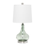 Lalia Home Rippled Glass With Fabric Shade Table Lamp, 23-1/4inH, White Shade/Sage Base