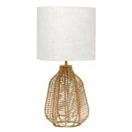 Lalia Home Vintage Rattan Wicker-Style Paper Rope Table Lamp, 21inH, Light Beige/Natural