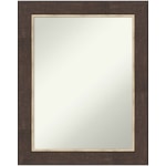 Amanti Art Non-Beveled Rectangle Framed Bathroom Wall Mirror, 29in x 23in, Lined Bronze