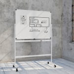 U Brands Double Sided Magnetic Dry-Erase Mobile Easel, 48in X 36in, Actual Size 47in X 35in (4535U00-01)