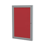 Ghent 1 Door Enclosed Fabric Bulletin Board, Satin Aluminum Frame, 36inH x 2inW, Red