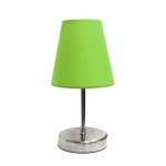 Creekwood Home Nauru Petite Metal Stick Table Lamp, 10-1/2inH, Green Shade/Sand Nickel Base