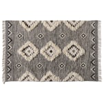 Baxton Studio Avia Handwoven Wool Area Rug, 5-1/4ft x 7-1/2ft, Black/Ivory