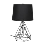 Lalia Home Geometric Matte Table Lamp, 23-1/2inH, Black Shade/Black Base