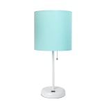 LimeLights Stick Lamp With USB Port, 19-12inH, Aqua Shade/White Base