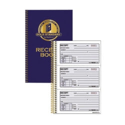 Rediform Wirebound Money Receipt Book, 3-Part, Carbonless, 2 3/4in x 7in, Set Of 120