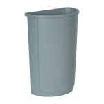 Rubbermaid Half-Round Wastebaskets, 21 Gallons, 28 5/8in x 12in, Gray