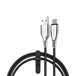 Naztech 6ft Titanium USB to USB-C Braided Cable, Black