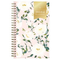 2024 Day Designer Weekly/Monthly Planning Calendar, 5in x 8in, Coming Up Roses Blush, January To December 2024 , 140094