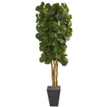 Nearly Natural Fiddle Leaf 90inH Artificial Tree With Planter, 90inH x 30inW x 30inD, Green