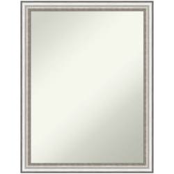 Amanti Art Narrow Non-Beveled Rectangle Framed Bathroom Wall Mirror, 26-1/2in x 20-1/2in, Salon Silver