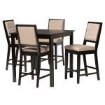 Baxton Studio Gideon 5-Piece Pub Set, Sand/Dark Brown