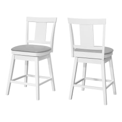 Monarch Specialties Aaron Swivel Barstools With Backs, Gray/White, Set Of 2 Barstools