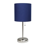 LimeLights Stick Lamp With USB Port, 19-12inH, Navy Shade/Brushed Steel Base