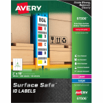 Avery Surface Safe ID Labels - Removable Adhesive - 2in Width x 10in Length - Rectangle - Laser, Inkjet - White - Polyester - 4 / Sheet - 50 Total Sheets - 200 / Pack