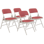 National Public Seating 2300 Series Deluxe Fabric-Upholstered Triple-Brace Premium Folding Chairs, Majestic Cabernet/Gray, Pack Of 4 Chairs