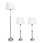 Elegant Designs 3-Piece Adjustable Table And Floor Lamp Set, White Shade/Brushed Nickel Base