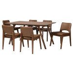 Baxton Studio Afton 7-Piece Dining Set, Brown/Walnut