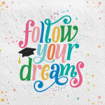 Amscan 713133 Follow Your Dreams Lunch Napkins, 6-1/2in x 6-1/2in, Multicolor, 40 Napkins Per Pack, Set Of 2 Packs