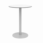 KFI Studios Eveleen Round Outdoor Bistro Patio Table, 41inH x 30inW x 30inD, Designer White/Silver