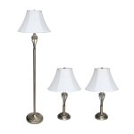 Lalia Home Roma Classic Metal Lamp Set, White/Antique Brass, Set Of 3 Lamps