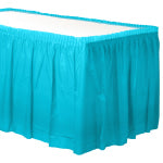 Amscan Plastic Table Skirts, Caribbean Blue, 21' x 29in, Pack Of 2 Skirts