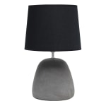 Simple Designs Round Concrete Table Lamp, 16-1/2inH, Black Shade/Gray Base