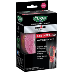 CURAD IRONMAN Performance Series Kinesiology Tape, 2? x 10in, Pink, 12 Strips Per Pack, Set Of 48 Packs