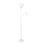 Simple Designs Floor Lamp With Reading Light, 71inH, White