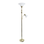 Elegant Designs 2-Light Mother/Daughter Floor Lamp, 71inH, White Shade/Gold Base