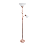 Elegant Designs 2-Light Mother/Daughter Floor Lamp, 71inH, White Shade/Rose Gold Base