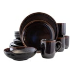 Elama 16-Piece Stoneware Dinnerware Set, Midnight Beach