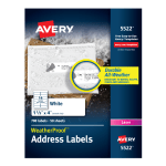 Avery WeatherProof Mailing Labels with TrueBlock Technology, AVE5522, Permanent Adhesive, 1 21/64inW x 4inL, Rectangle, Laser, White, Polyester, 14 Per Sheet, Pack Of 700