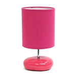 Simple Designs Stonies Stone-Look Table Lamp, 10-1/4inH, Pink Shade/Pink Base