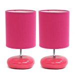 Simple Designs Stonies Stone-Look Table Lamps, 10-1/2inH, Pink Shade/Pink Base, Set Of 2 Lamps