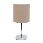 Simple Designs Mini Basic Table Lamp, 11inH, Gray Shade/Chrome Base