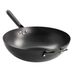 Gibson Home Carbon Steel Hammered Wok, 13in, Black