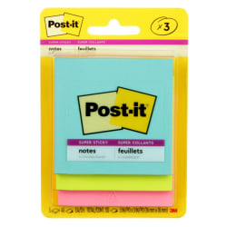 Business Source 3x3 Extreme Colors Adhesive Notes - 100 - 3in x 3in - Square - Assorted - Repositionable, Solvent-free Adhesive - 12 / Pack