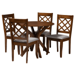 Baxton Studio Jana Dining Set, 29-15/16inH x 35-7/16inW x 35-7/16inD, Gray/Walnut