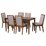 Baxton Studio Rosa 7-Piece Dining Set, Gray/Walnut Brown