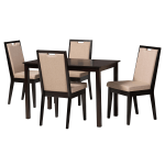 Baxton Studio Rosa 5-Piece Dining Set, Sand/Dark Brown