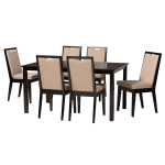 Baxton Studio Rosa 7-Piece Dining Set, Sand/Dark Brown