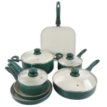 Gibson Home Gazebo 11-Piece Ceramic Non-Stick Aluminum Cookware Set, Green