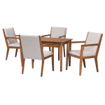 Baxton Studio Theresa 5-Piece Dining Set, Grayish Beige/Walnut Brown