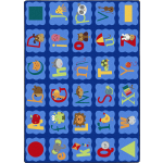 Joy Carpets Kids Essentials Rectangle Area Rug, Alphabet Blues, 5-1/3ft x 7-33/50ft, Multicolor