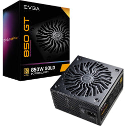 EVGA GT 850W Power Supply - Compact - 120 V AC, 230 V AC Input - 5 V DC, 3.3 V DC, 12 V DC, -12 V DC Output - 850 W - 1 +12V Rails - 1 Fan(s) - 90% Efficiency