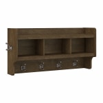 Bush Furniture Woodland 40inW Wall-Mounted Coat Rack With Shelf, Ash Brown, Standard Delivery