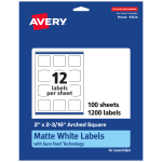 Avery Permanent Labels With Sure Feed, 94124-WMP100, Arched Square, 2in x 2-3/16in, White, Pack Of 1,200