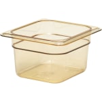 Cambro H-Pan High-Heat GN 1/6 Food Pans, 4inH x 6-3/8inW x 6-15/16inD, Amber, Pack Of 6 Pans